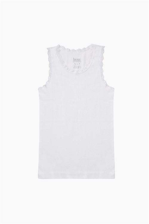 Girls %100 Cotton Lace-Collar Wide Strap Vest 6