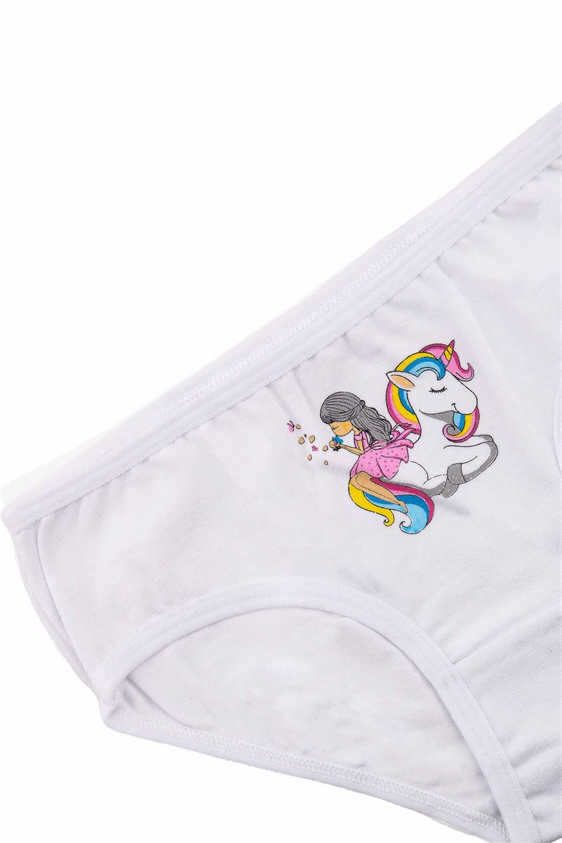 BROSS WHITE UNICORN PATTERNED UNDERSHIRT-PANTIES SET BOX WHITE