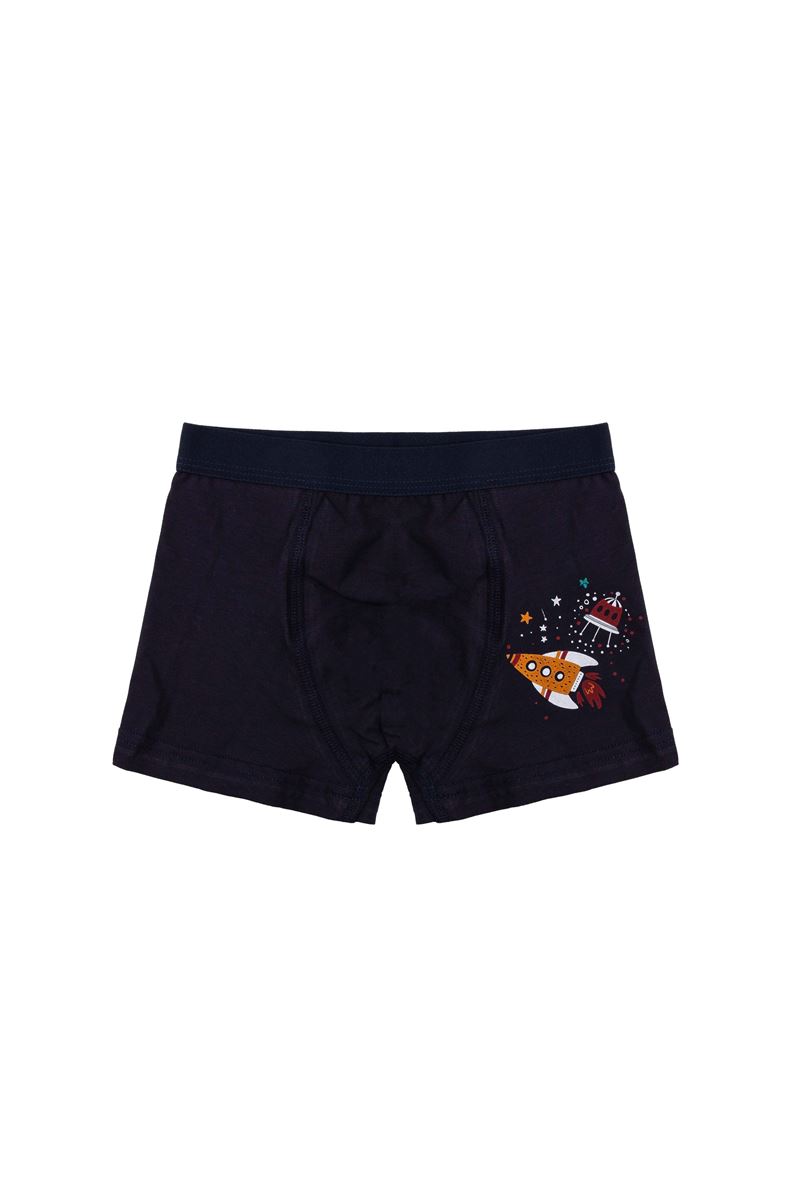 BROSS BOYS' SPACE VEST BOXER PACK NAVY BLUE