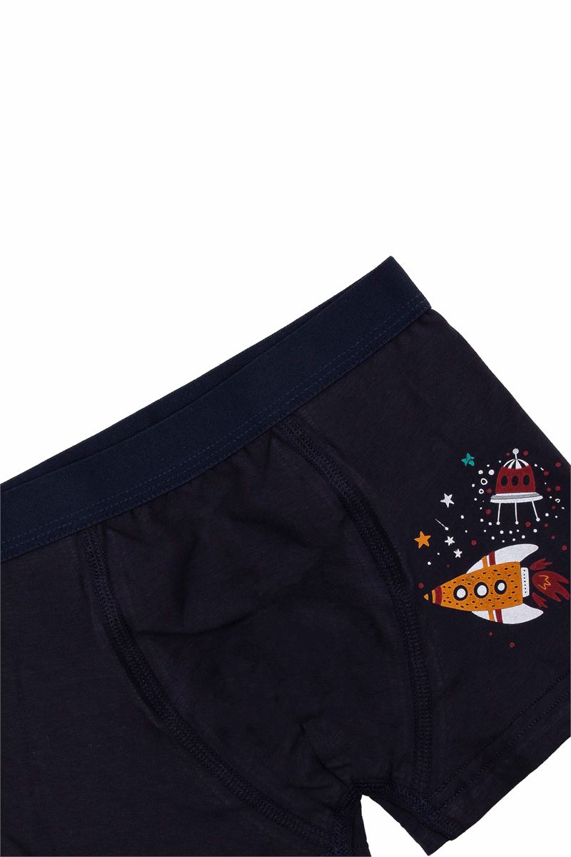 BROSS BOYS' SPACE VEST BOXER PACK NAVY BLUE