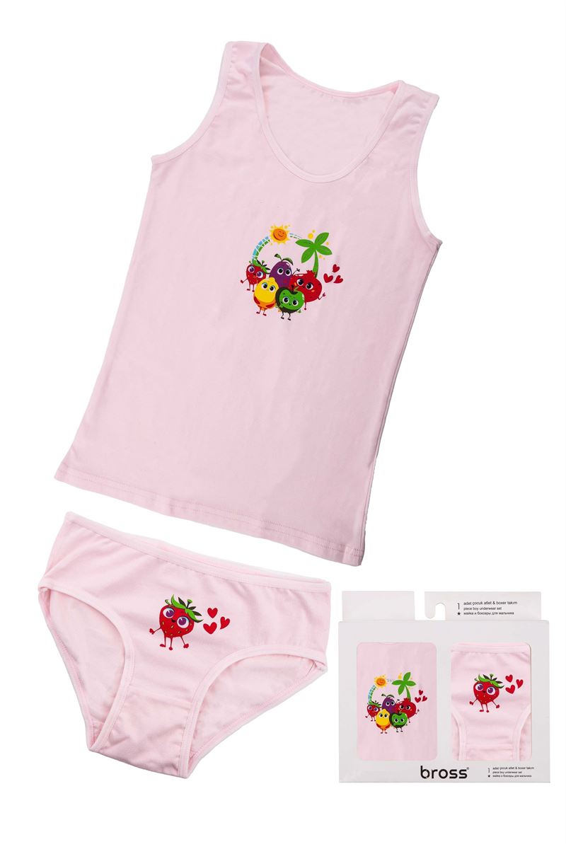 BROSS GIRLS1 FRUITS VEST SLIP PACK POWDER