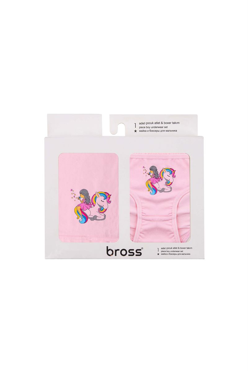 BROSS GIRLS' UNICORN VEST SLIP PACK POWDER