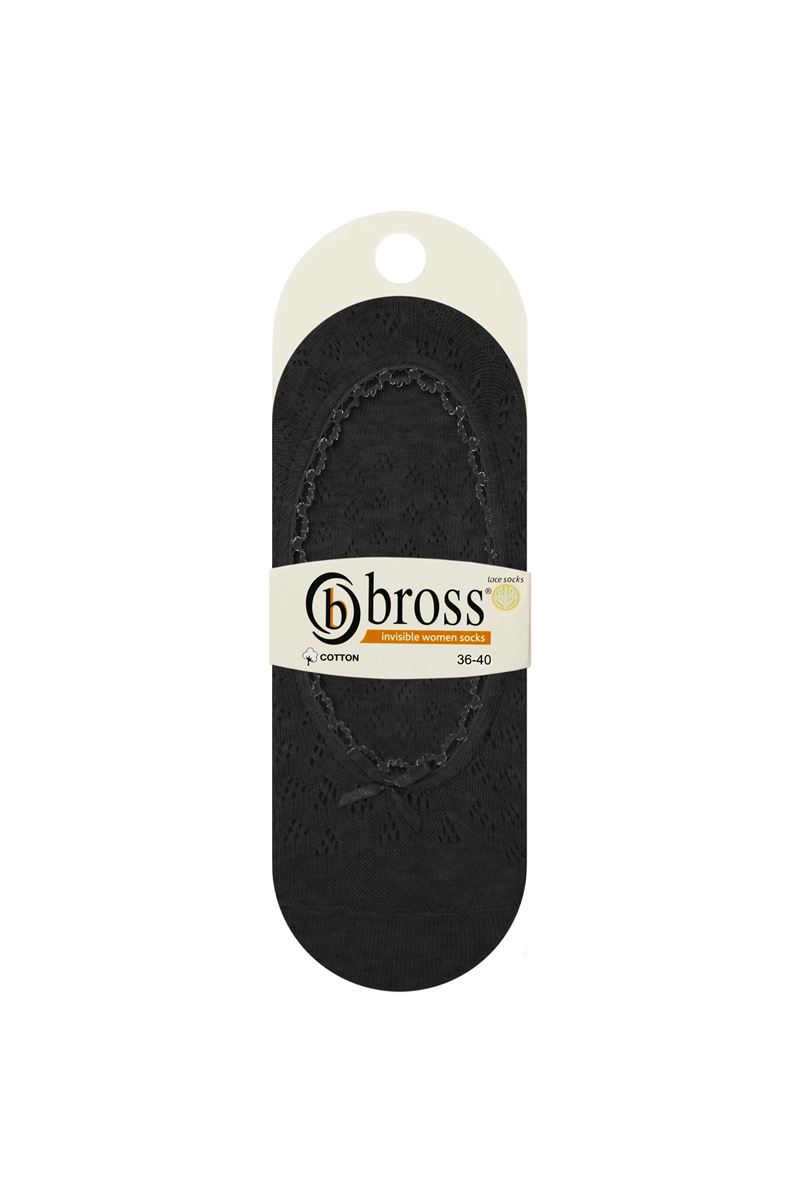 BROSS FİLE AKSESUARLI KADIN BABET ÇORABI SİYAH
