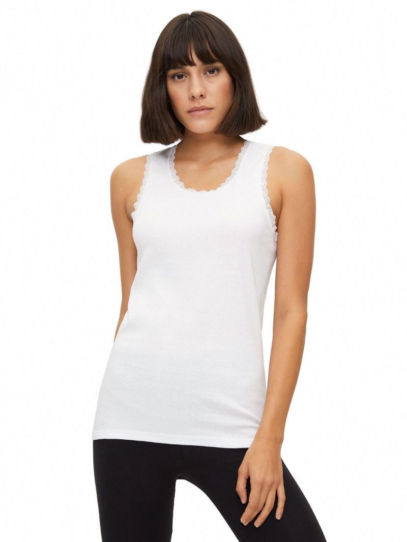 100% COTTON BROAD STRAP LACEY WOMENS  VEST