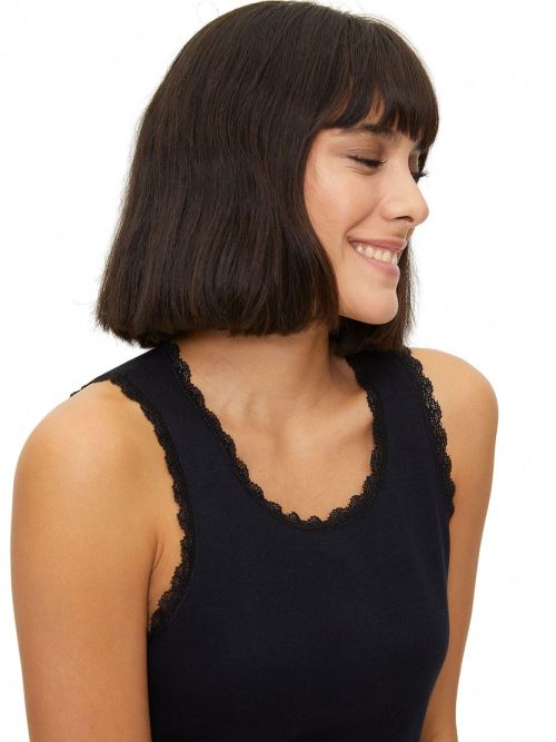 Women %100 Cotton Lace-Collar Wide Strap Vest 6