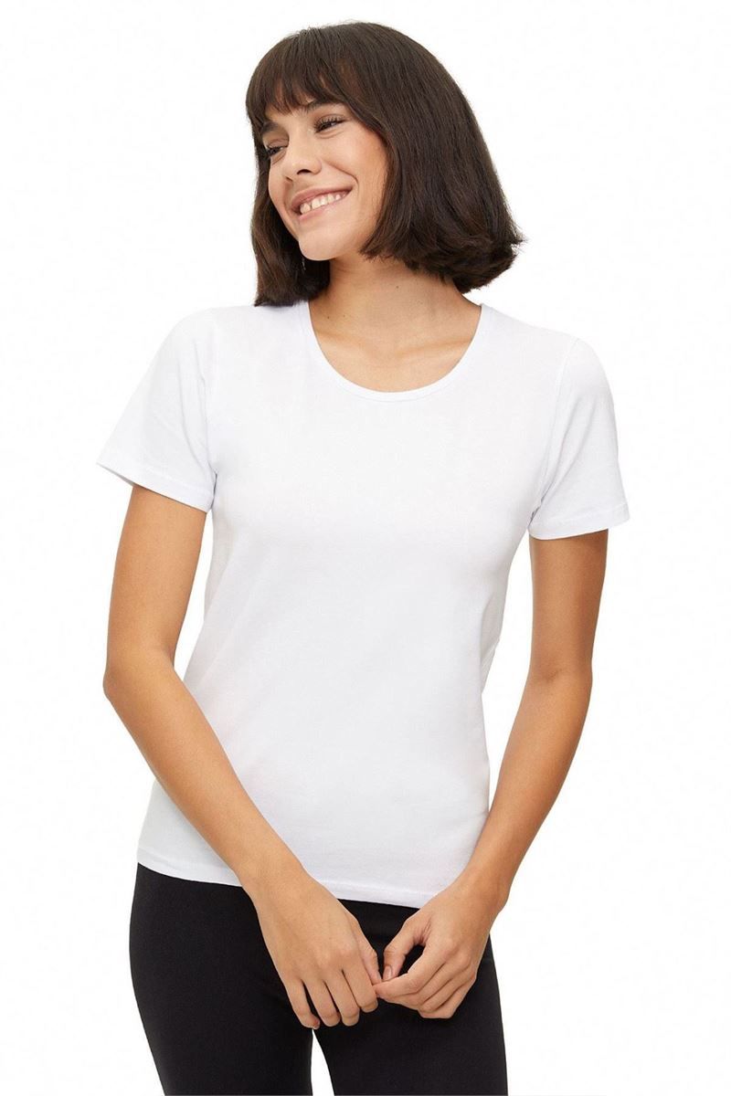 WOMEN LYCRA CREW-NECK T-SHIRT WHITE