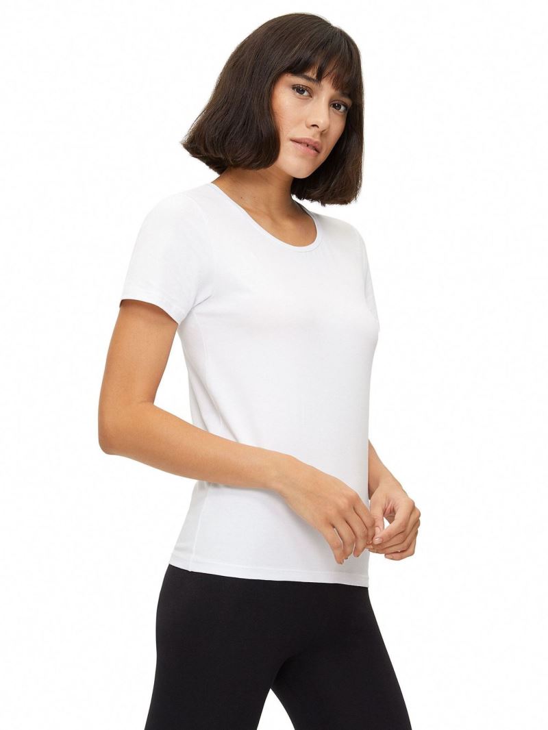 WOMEN LYCRA CREW-NECK T-SHIRT WHITE