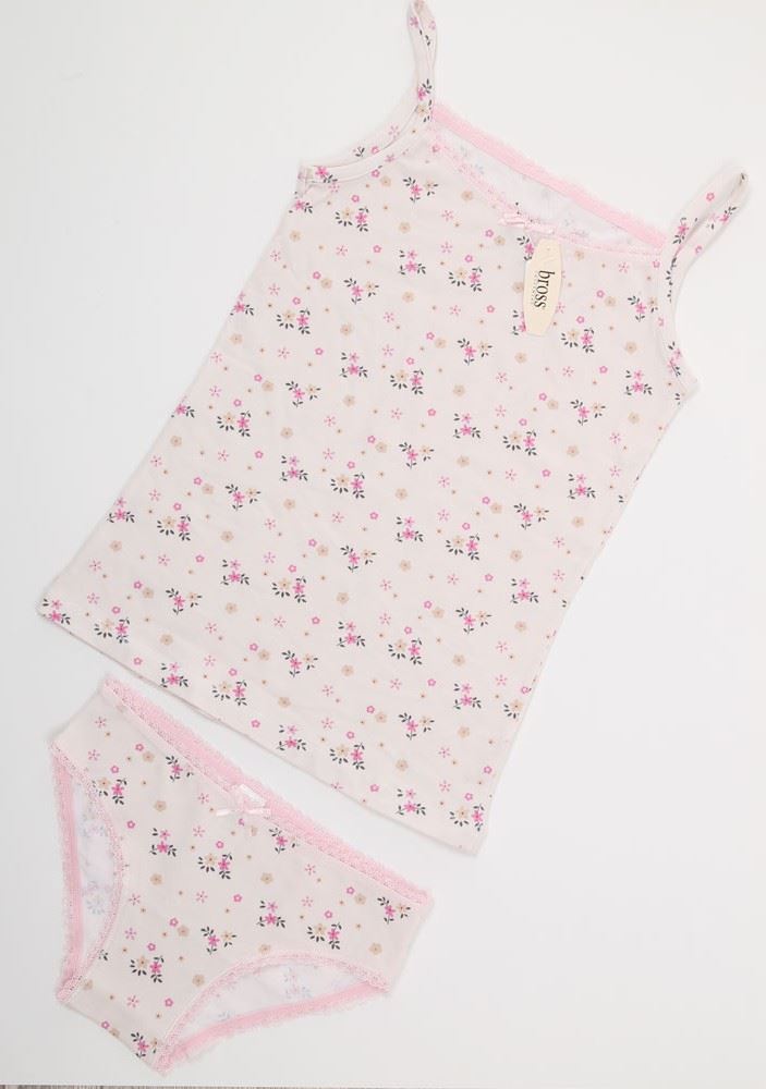 LYCRA FLOWER PATTERNED VEST UNDERPANTS SET