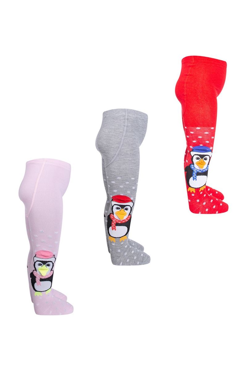 BROSS 3D PENGUIN PATTERNED BABY GIRLS  SOCKS ASORTY