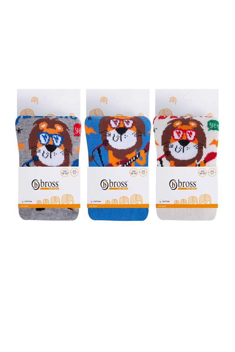 BROSS LION PATTERNED BOYS  TIGHTS ASORTY