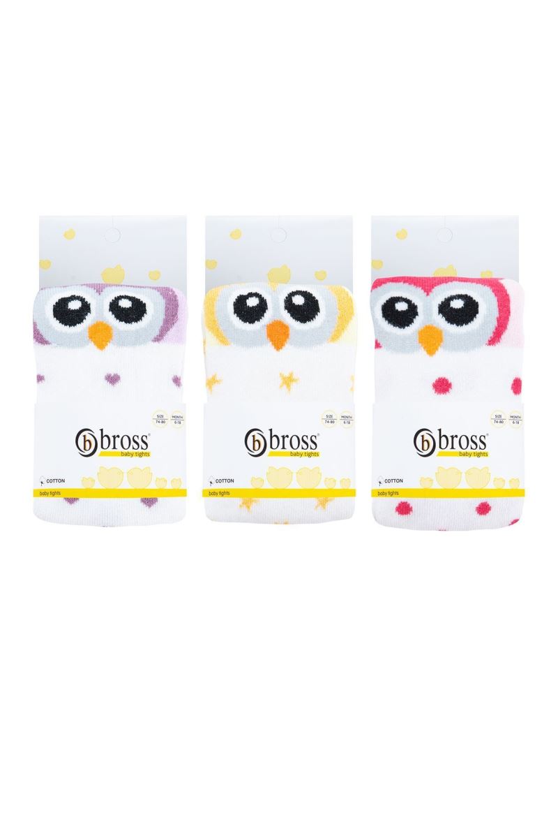 BROSS OWL PATTERNED BABY GIRLS  SOCKS ASORTY