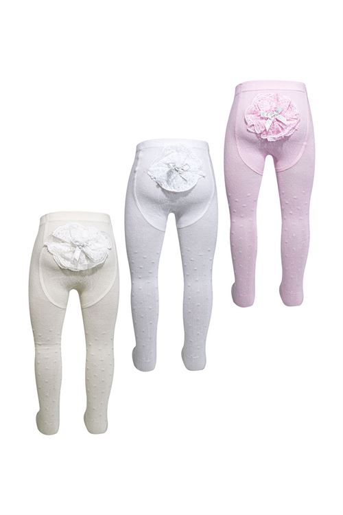 Lacey Silvery Bottom Baby Girls  Tights 6