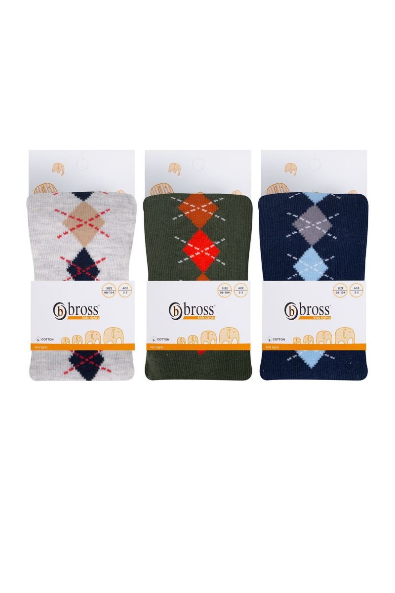 BROSS CHECKED PATTERNED BOYS  TIGHTS ASORTY