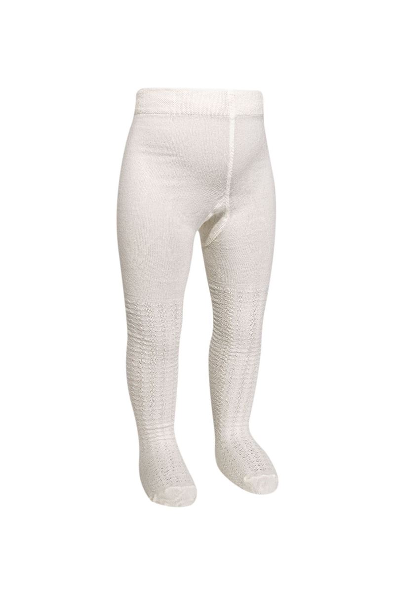 BROSS SIMPLE EMBOSSED PATTERNED BABY GIRLS  TIGHTS ECRU