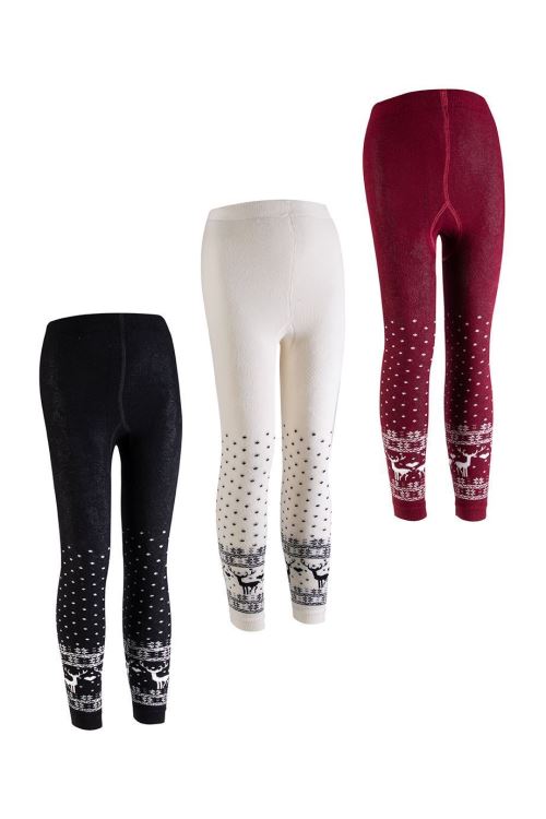 Snowflake Deer Patterned Girs  Terry Legging 6