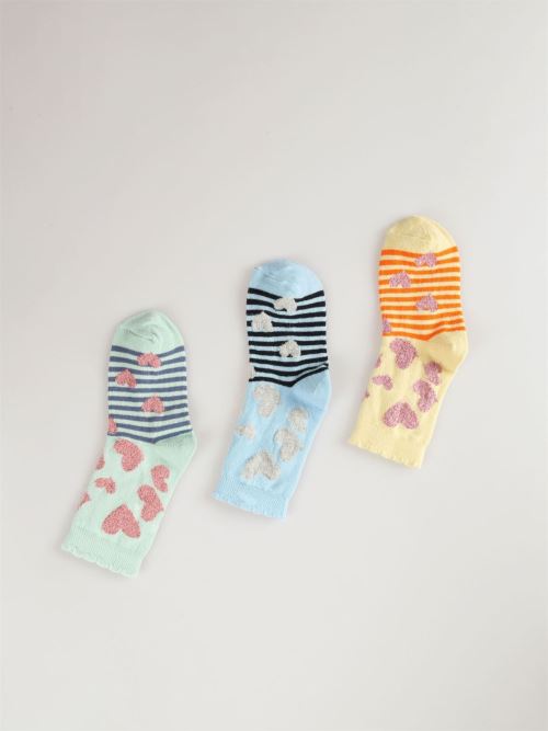 Silvery Heart Patterned Girls  Socks 12