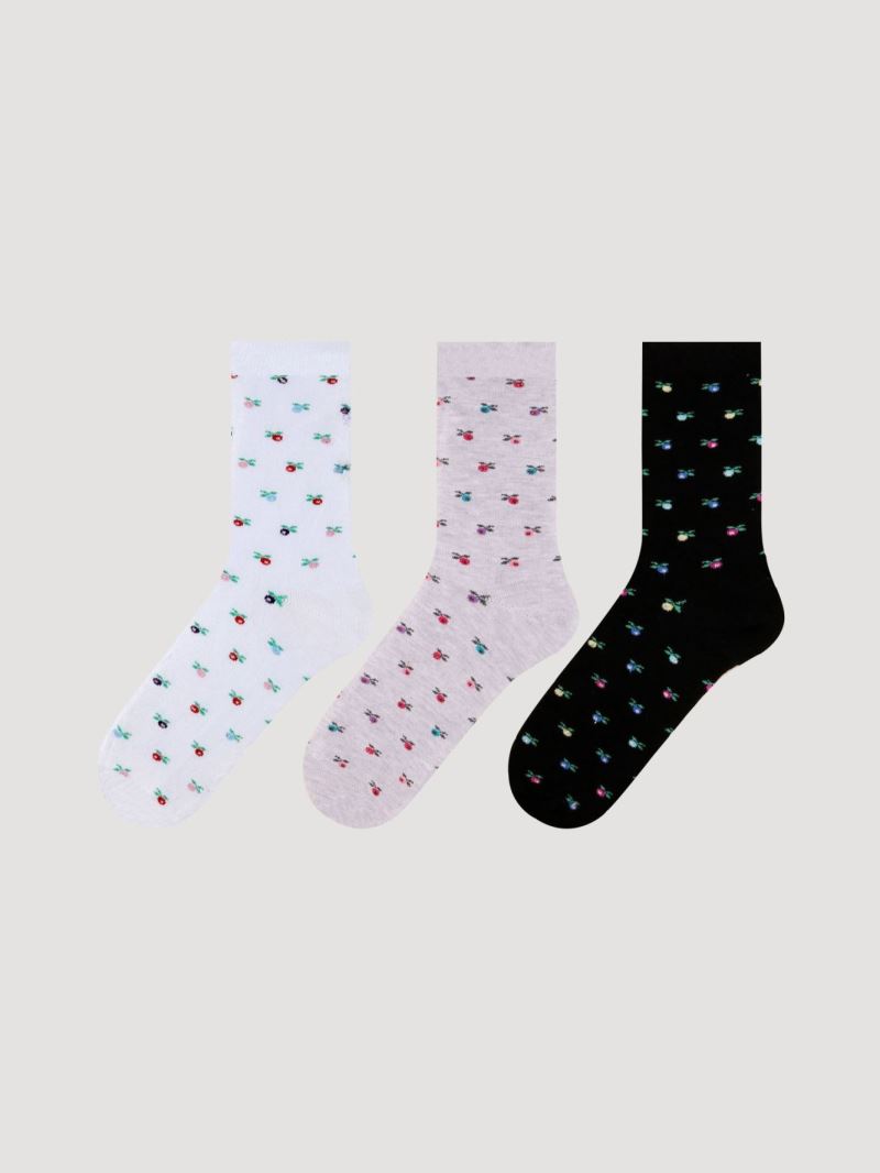 FLOWER PATTERNED BAMBOO WOMEN S SOCKS ASORTY