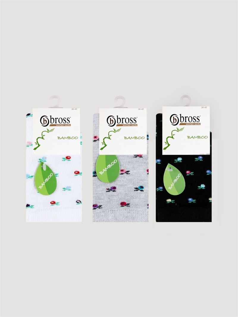 BROSS FLOWER PATTERNED BAMBOO WOMEN S SOCKS ASORTY