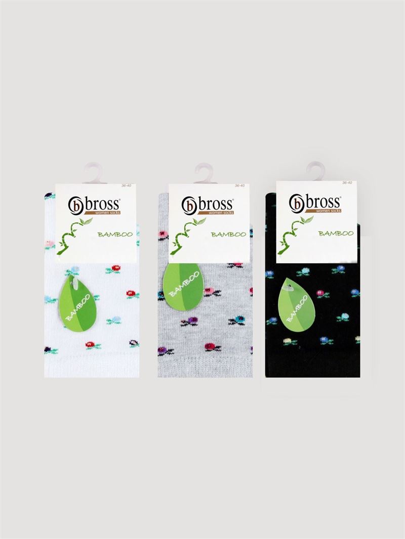 FLOWER PATTERNED BAMBOO WOMEN S SOCKS ASORTY