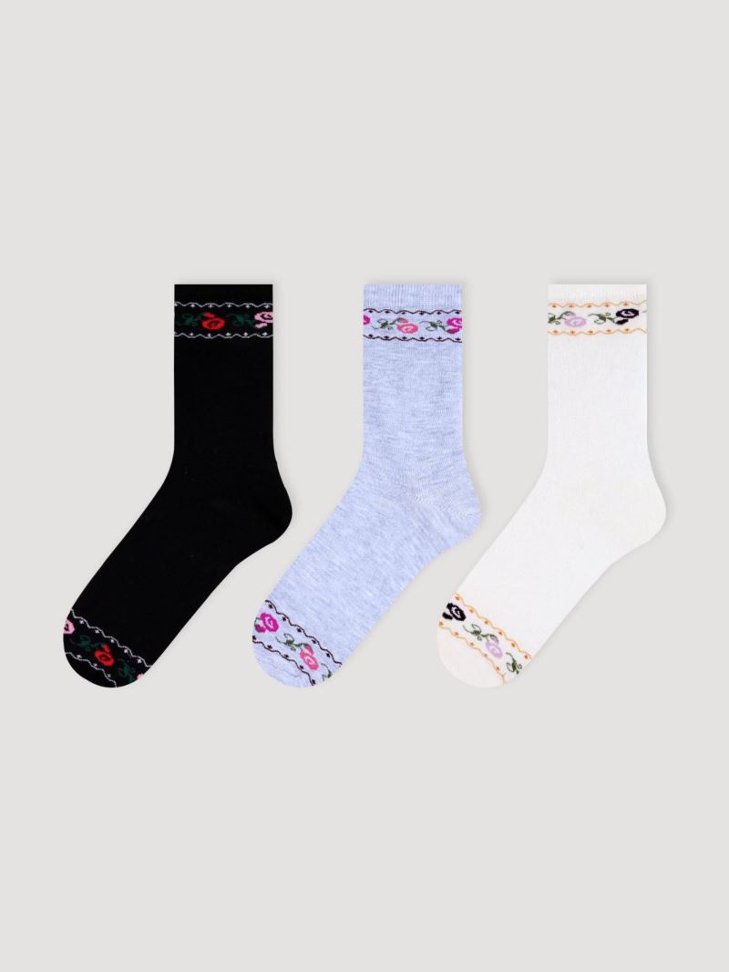 ROSE PATTERNED BAMBOO WOMEN S SOCKS
