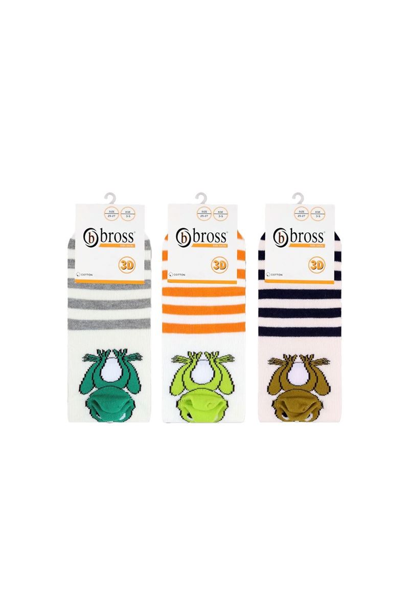 BROSS 3D FROG PATTERNED BOYS  SOCKS ASORTY
