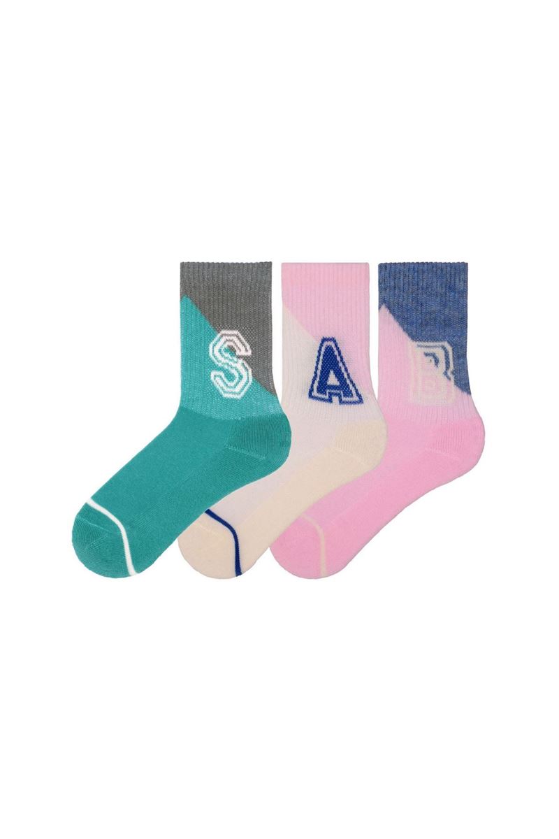 BROSS DIFFERENT LETTERS BASE-PRINTED TERRY GIRLS  SOCKS ASORTY