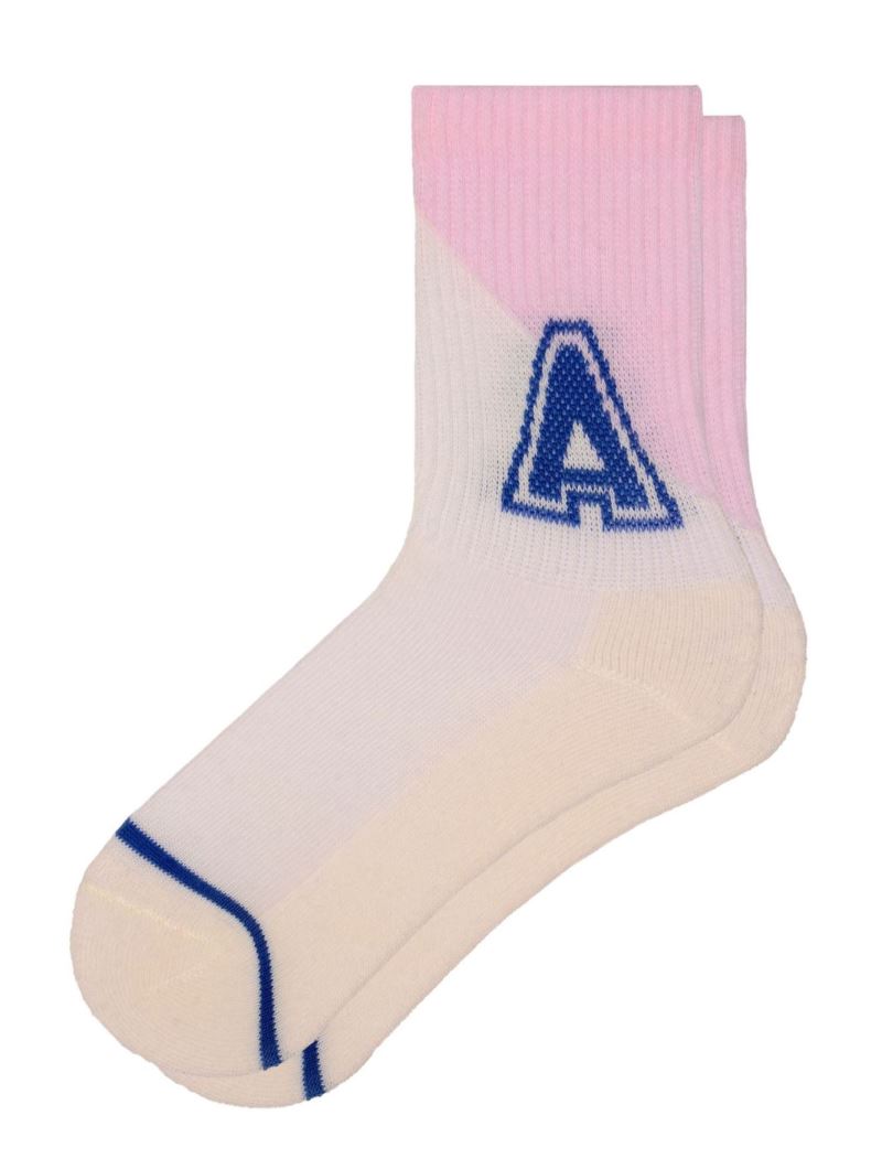 BROSS DIFFERENT LETTERS BASE-PRINTED TERRY GIRLS  SOCKS ASORTY