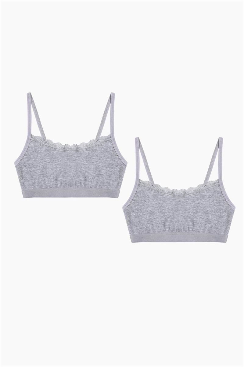 BROSS GIRLS %100 COTTON BUSTIER GRAY MELANGE