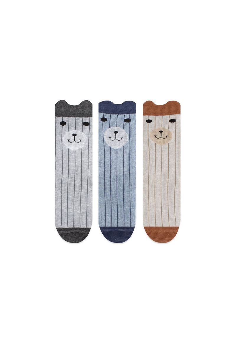 3D BEAR PATTERNED BABY BOYS AND BOYS KNEE-HIGH S