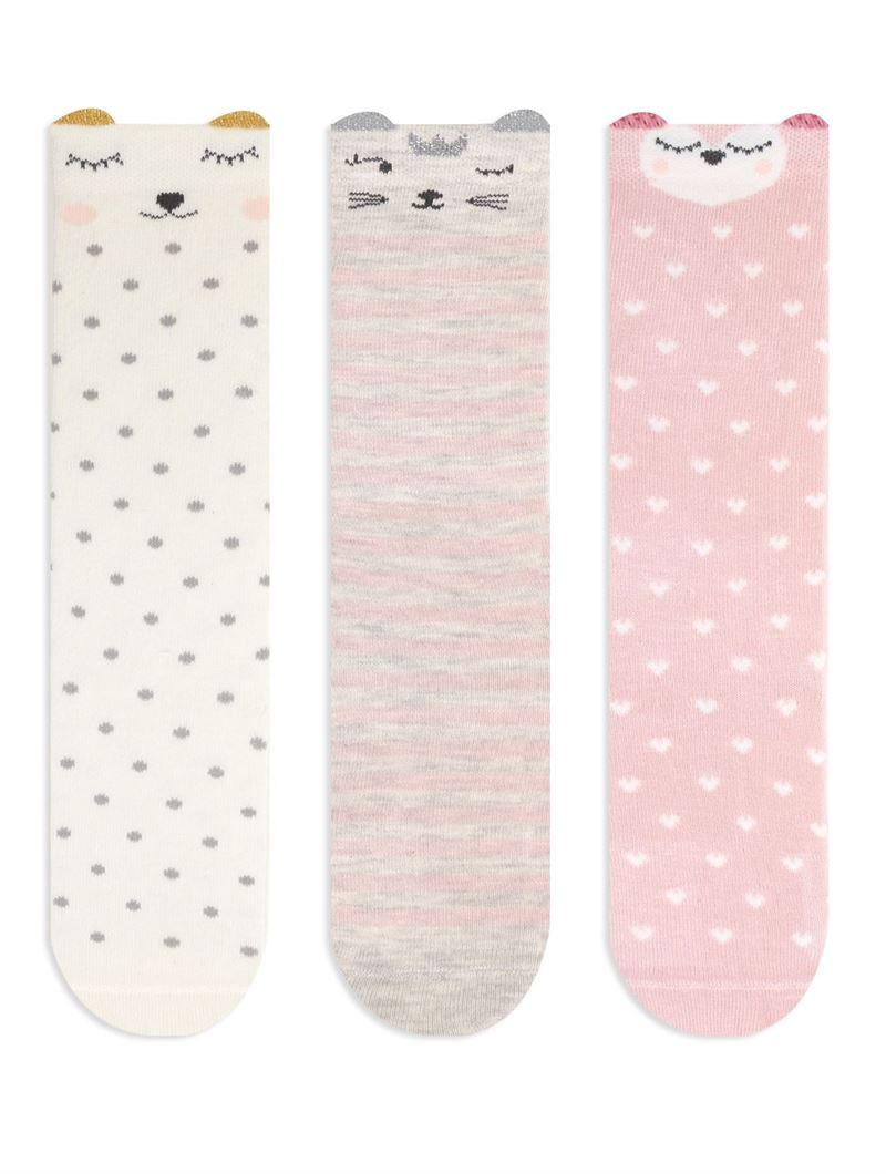 BROSS 3D ANIMAL PATTERNED  GIRL S KNEE-HIGH SOCKS ASORTY