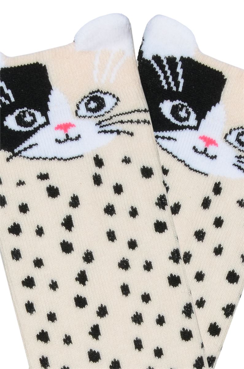 BROSS 3D CAT PATTERNED GIRLS  KNEE HIGH SOCKS ASORTY