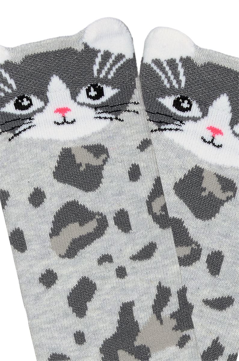 BROSS 3D CAT PATTERNED GIRLS  KNEE HIGH SOCKS ASORTY
