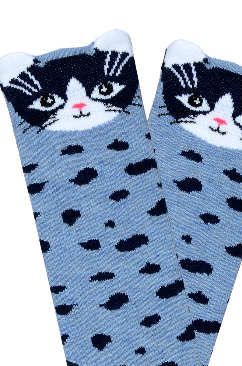 BROSS 3D CAT PATTERNED GIRLS  KNEE HIGH SOCKS ASORTY