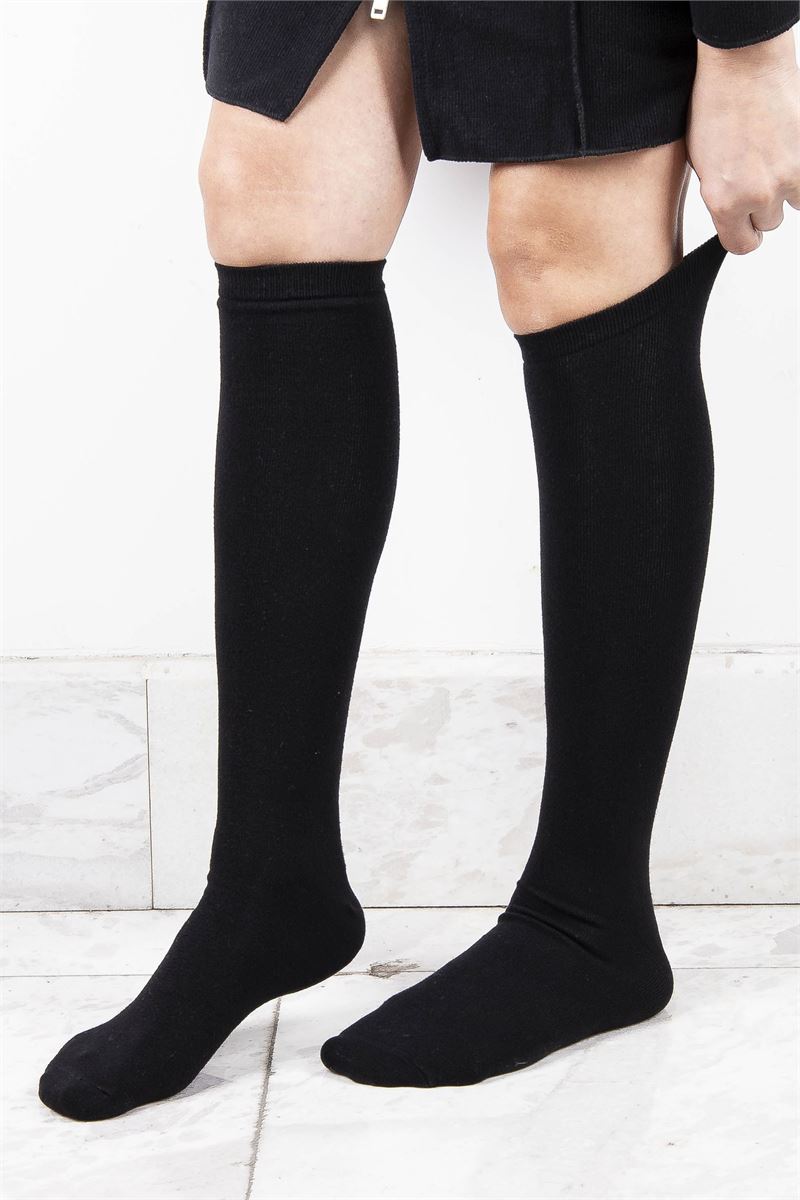 BROSS WOMEN BAMBOO KNEE-HIGH SOCKS BLACK