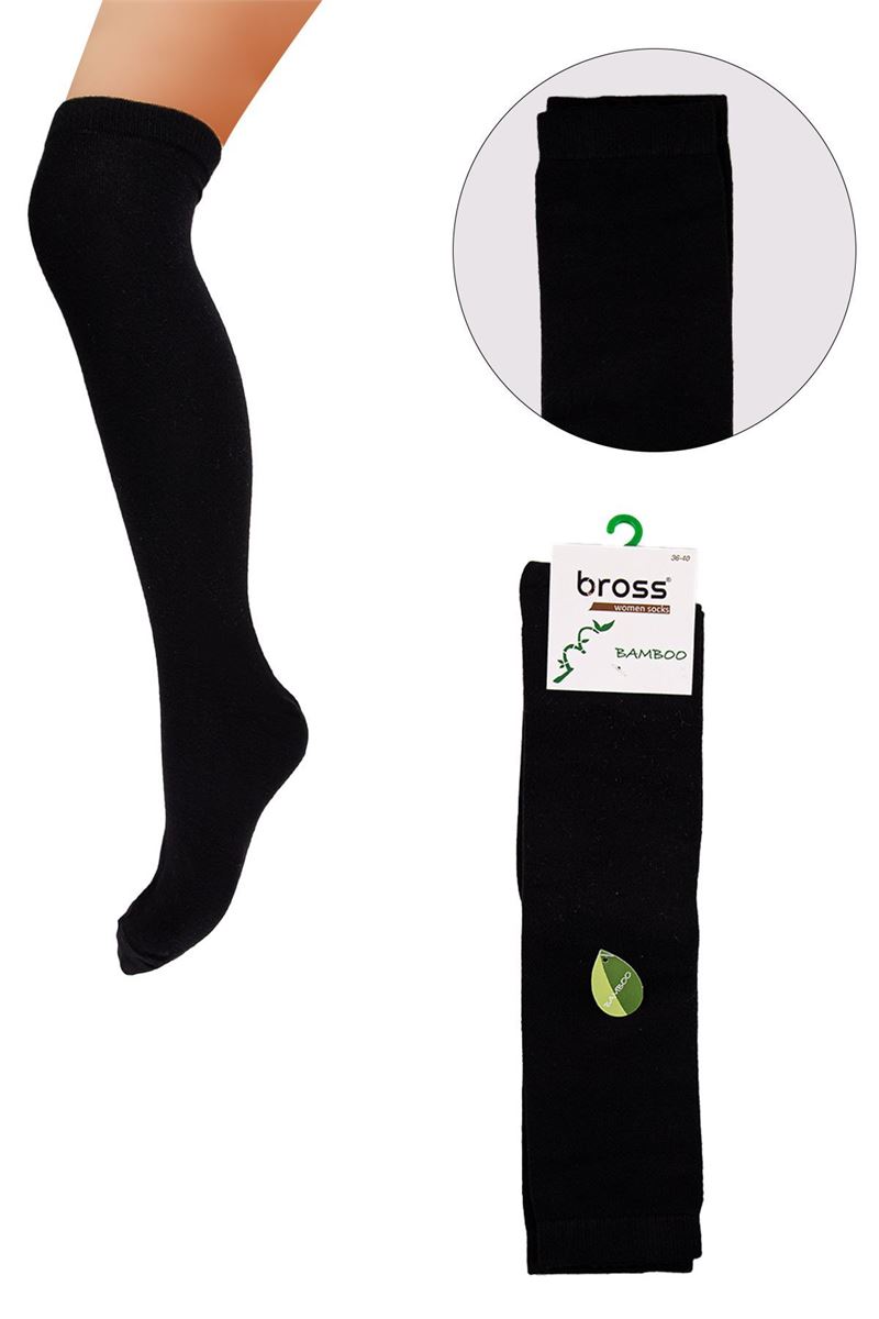 BROSS WOMEN BAMBOO KNEE-HIGH SOCKS BLACK