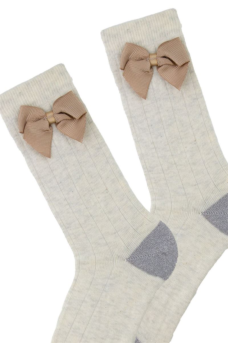 BROSS GIRLS' COLOR BOW KNEE-HIGH SOCKS ASORTY