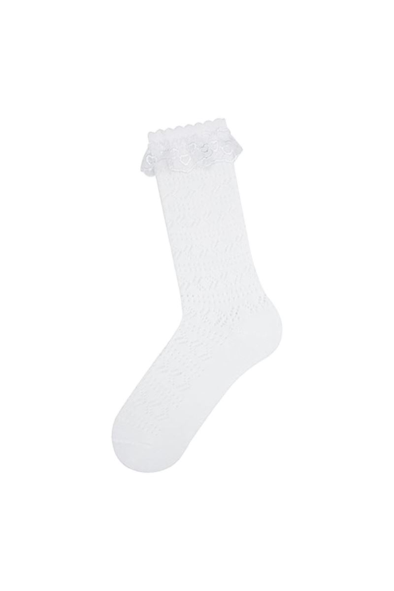 BROSS BOWTIE NET GIRLS  KNEE-HIGH SOCKS WHITE