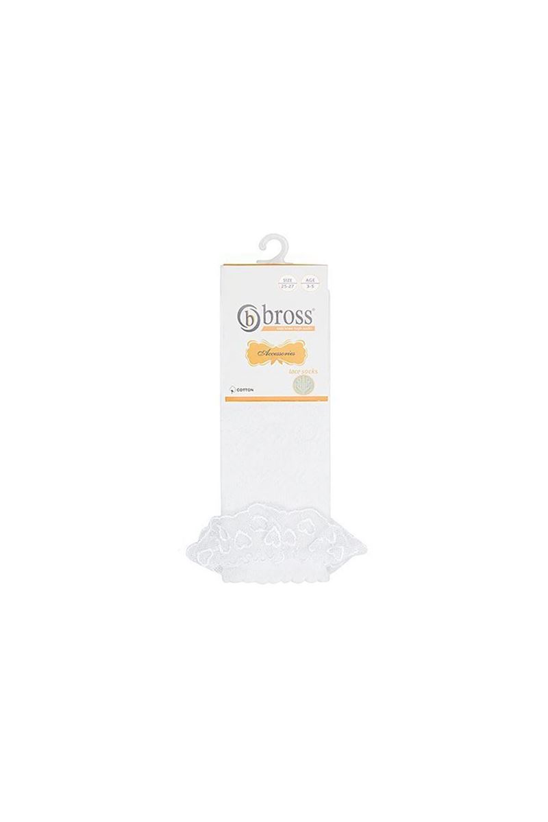 BROSS BOWTIE NET GIRLS  KNEE-HIGH SOCKS WHITE