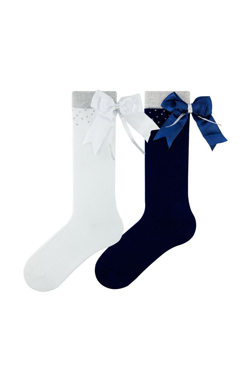 BROSS GIRL KNEE-HIGH SOCKS POINT BOW PATTERNED ASORTY