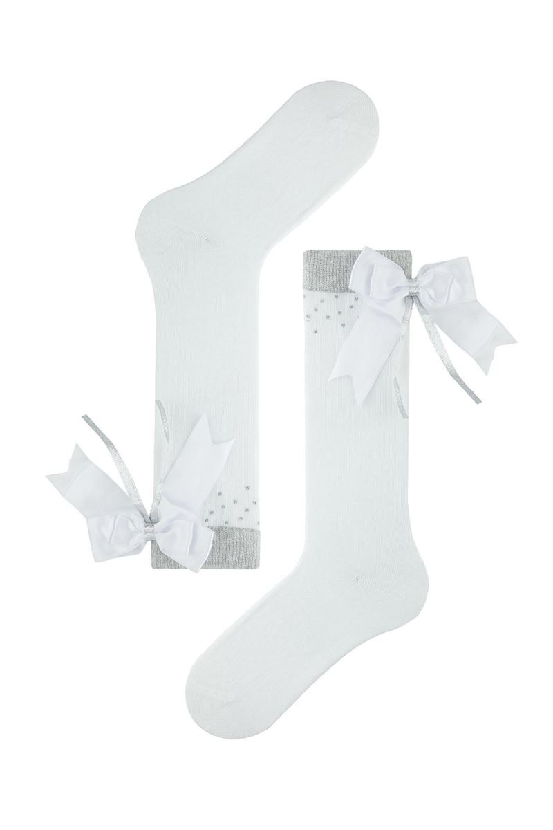 BROSS GIRL KNEE-HIGH SOCKS POINT BOW PATTERNED ASORTY