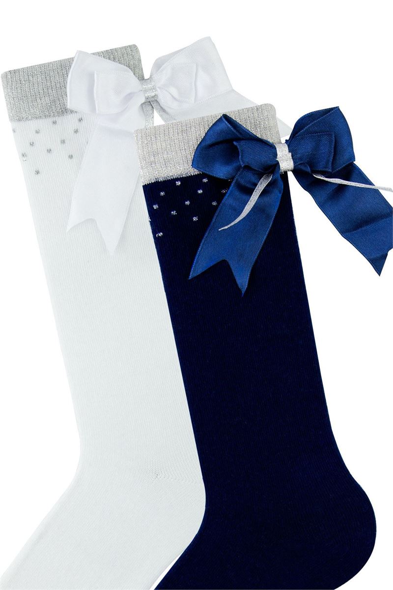 BROSS GIRL KNEE-HIGH SOCKS POINT BOW PATTERNED ASORTY