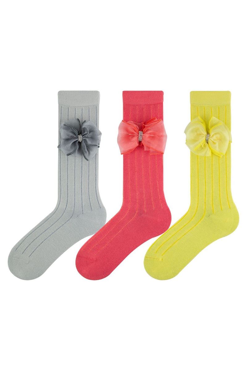 BROSS COLOR RIB GIRL KNEE HIGH SOCKS ASORTY