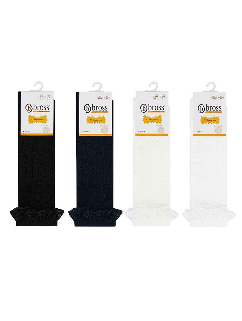 BROSS LACEY NET GIRLS  HIGH KNEE SOCKS ASORTY