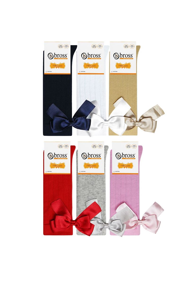 BOW GIRLS KNEE HIGH SOCKS ASORTY