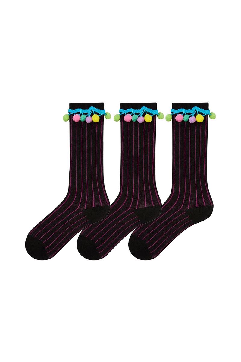 BROSS POMPOM ACCESSORY GIRLS  KNEE-HIGH SOCKS ASORTY