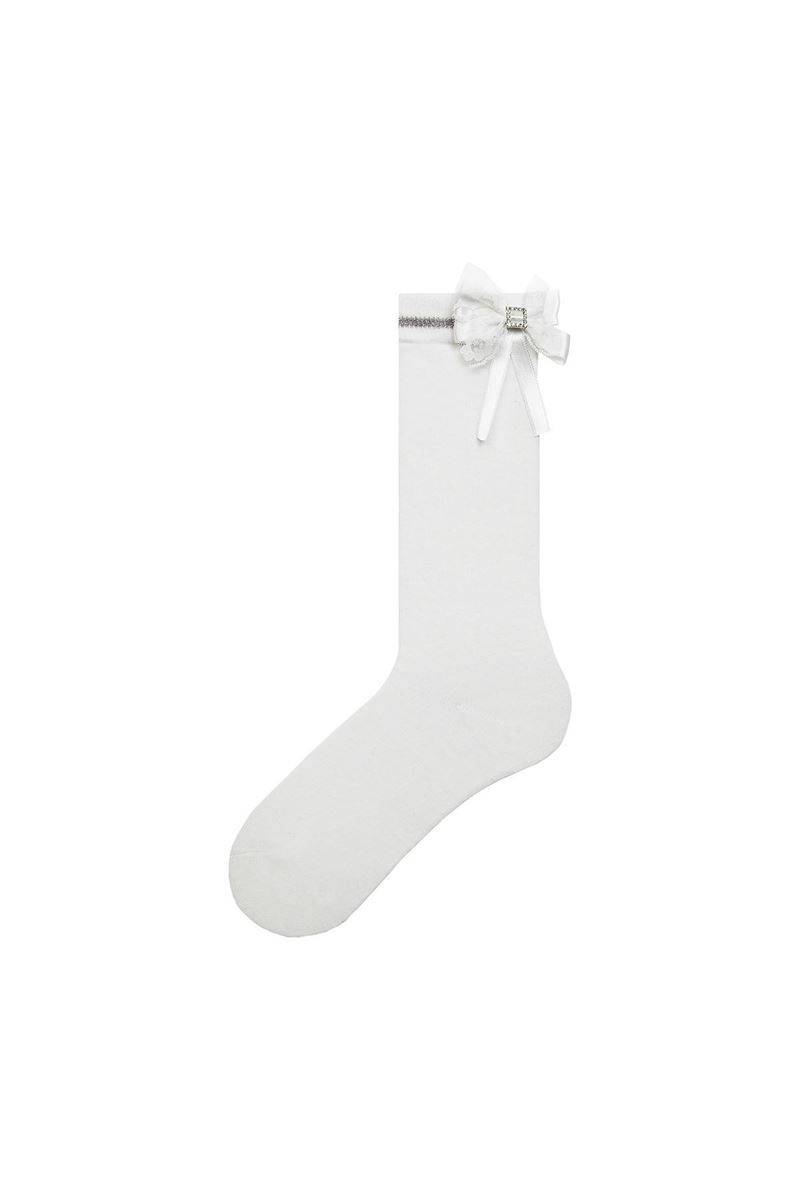 BROSS SILVER BOW ACCESSORY KNEE HIGH GIRL SOCKS ASORTY