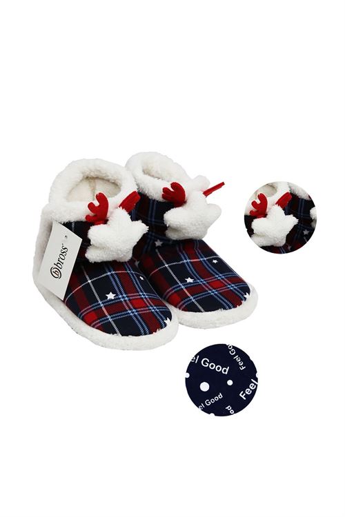 3D HORN & STAR ACCESSORIZED CHECKED WOMEN BOOTIES 6