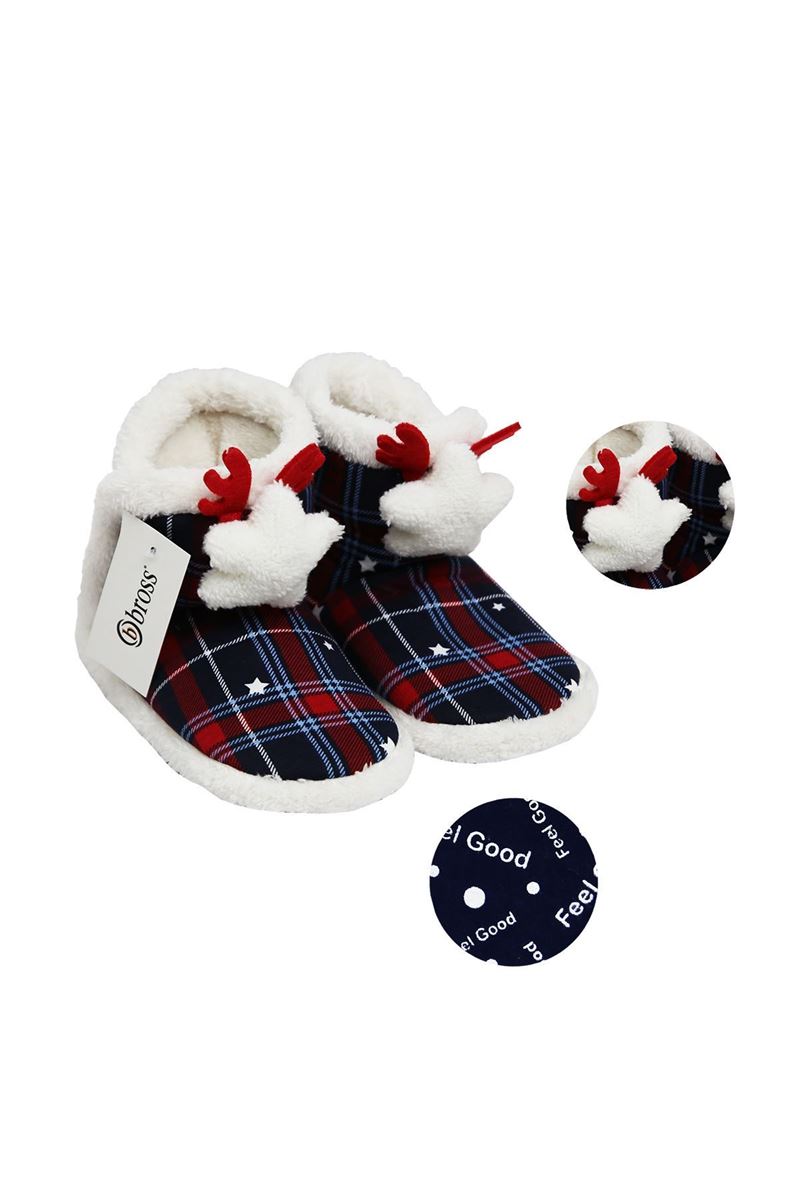 BROSS 3D HORN & STAR ACCESSORIZED CHECKED WOMEN BOOTIES ASORTY
