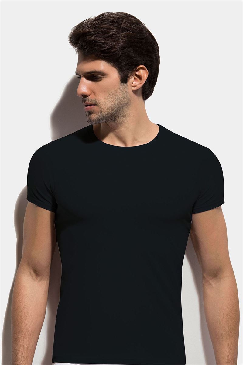 BROSS MEN LYCRA BAMBOO T-SHIRT BLACK
