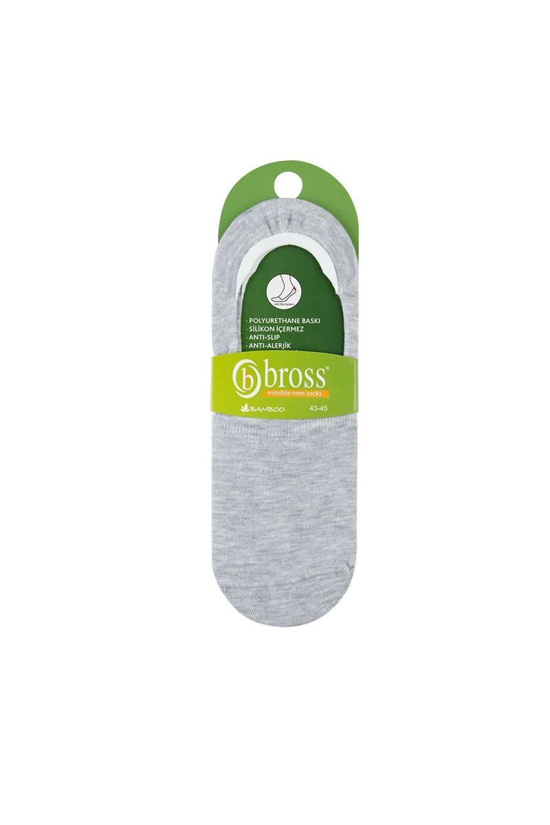BROSS SIMPLE BAMBOO MEN S INVISIBLE SOCKS GRAY MELANGE